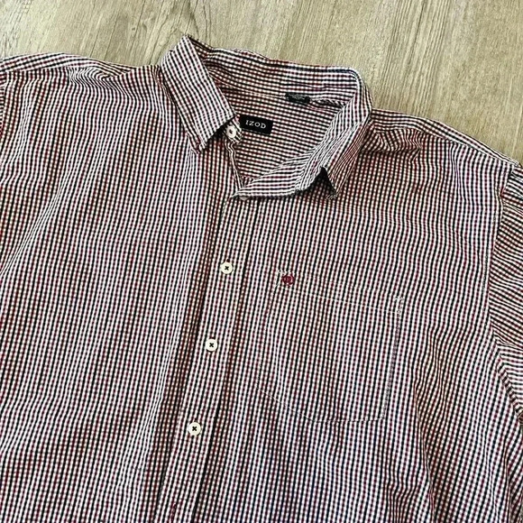 Mens Izod Red/Blue Checkered Button Up Shirt - 3XLT - Picture 2 of 7
